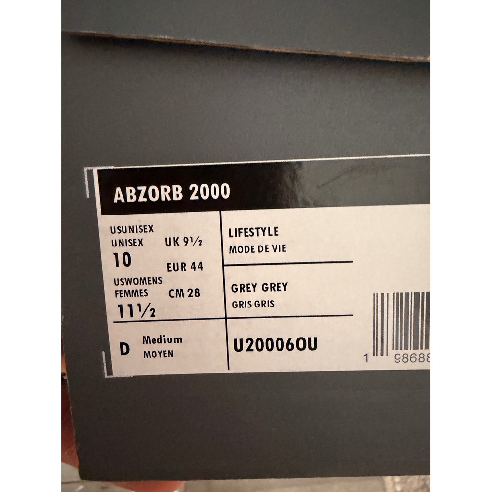 New Balance 2000 Abzorb Grey Silver Black U20006OU Mens 10 Lifestyle Sneakers - Picture 2 of 7
